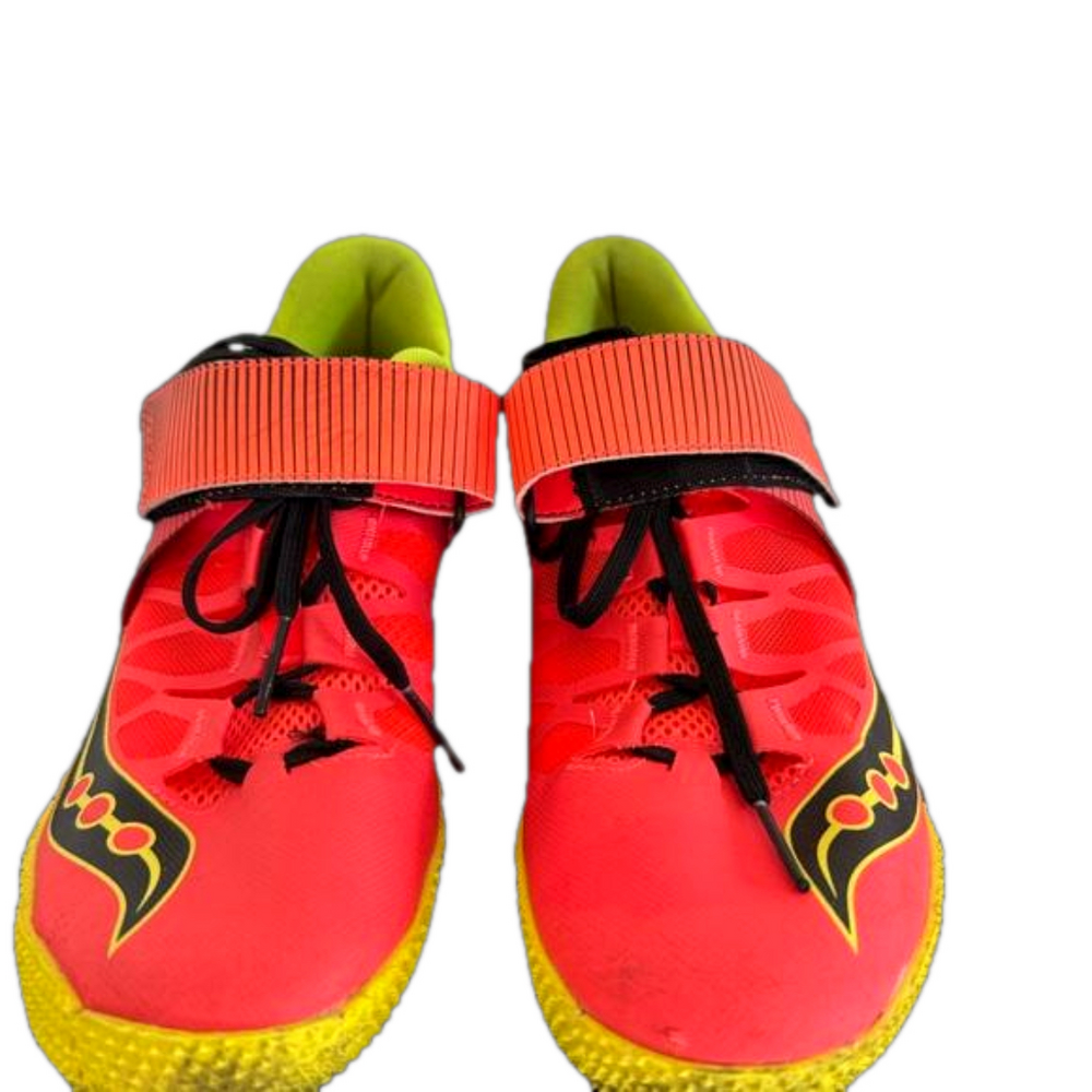 Saucony Uplift HJ 2 Men’s Size 9 Spike Track Cleats Running Shoe Viz Red/Citron